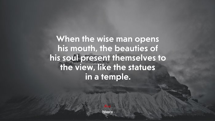 When the wise man opens his mouth, the beauties of his soul present themselves to the view, like the statues in a temple. | Pythagoras quote