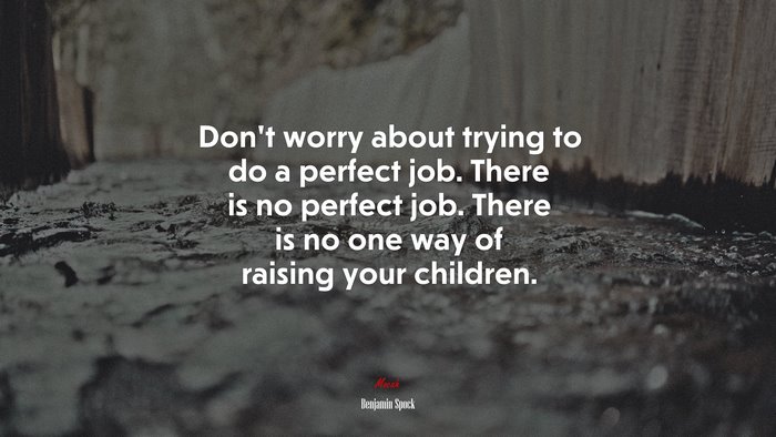 Don’t worry about trying to do a perfect job. There is no perfect job. There is no one way of raising your children. | Benjamin Spock quote