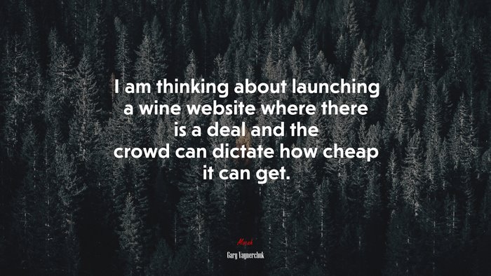 I am thinking about launching a wine website where there is a deal and the crowd can dictate how cheap it can get. | Gary Vaynerchuk quote