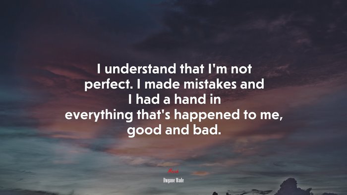 I understand that I’m not perfect. I made mistakes and I had a hand in everything that’s happened to me, good and bad. | Dwyane Wade quote