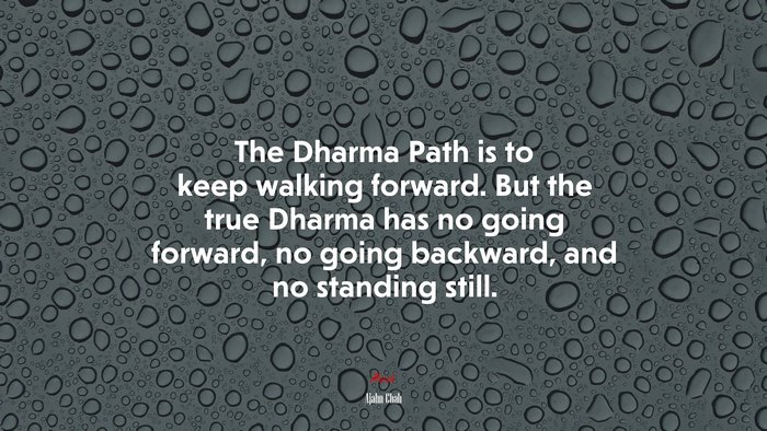 The Dharma Path is to keep walking forward. But the true Dharma has no going forward, no going backward, and no standing still. | Ajahn Chah quote