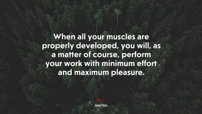 When all your muscles are properly developed, you will, as a matter of course, perform your work with minimum effort and maximum pleasure. | Joseph Pilates quote