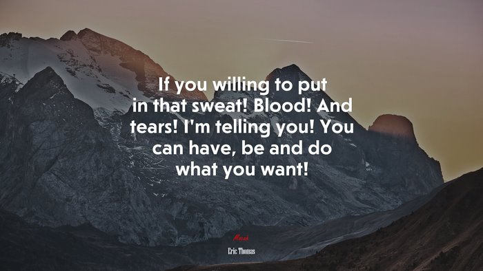 If you willing to put in that sweat! Blood! And tears! I’m telling you! You can have, be and do what you want! | Eric Thomas quote