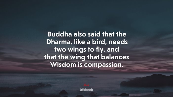 Buddha also said that the Dharma, like a bird, needs two wings to fly, and that the wing that balances Wisdom is compassion. | Sylvia Boorstein quote
