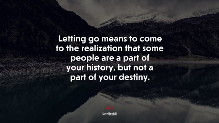 Letting go means to come to the realization that some people are a part of your history, but not a part of your destiny. | Steve Maraboli quote