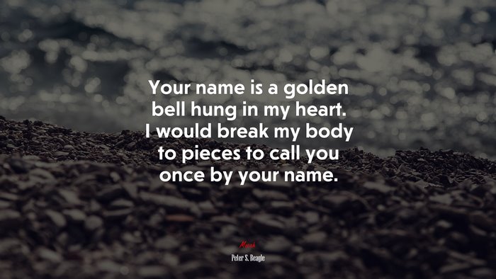 Your name is a golden bell hung in my heart. I would break my body to pieces to call you once by your name. | Peter S. Beagle quote