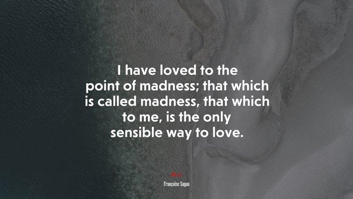 I have loved to the point of madness; that which is called madness, that which to me, is the only sensible way to love. | Françoise Sagan quote