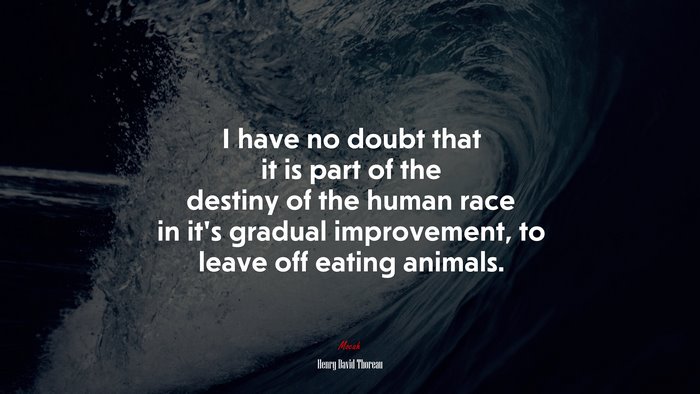 I have no doubt that it is part of the destiny of the human race in it’s gradual improvement, to leave off eating animals. | Henry David Thoreau quote