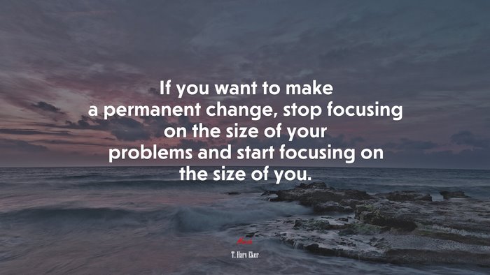 If you want to make a permanent change, stop focusing on the size of your problems and start focusing on the size of you. | T. Harv Eker quote
