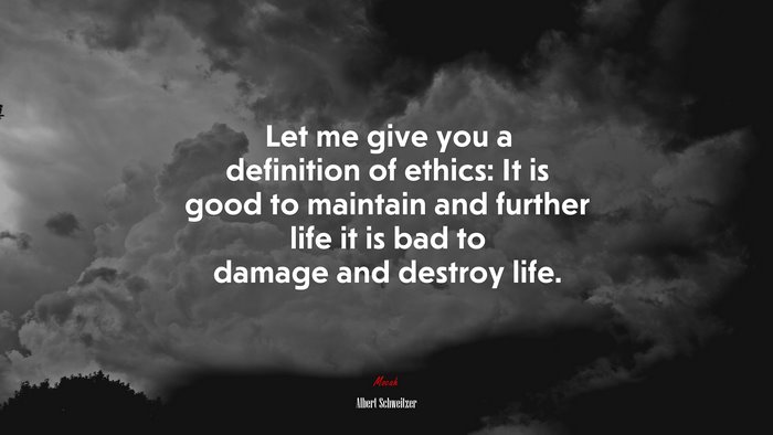 Let me give you a definition of ethics: It is good to maintain and further life it is bad to damage and destroy life. | Albert Schweitzer quote