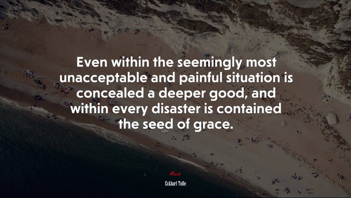 Even within the seemingly most unacceptable and painful situation is concealed a deeper good, and within every disaster is contained the seed of grace. | Eckhart Tolle quote