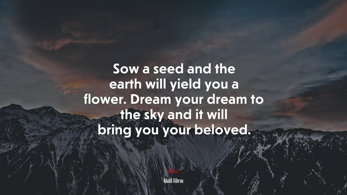 Sow A Seed And The Earth Will Yield You A Flower. Dream Your Dream To ...