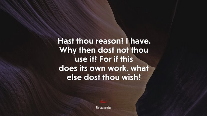 Hast thou reason? I have. Why then dost not thou use it? For if this does its own work, what else dost thou wish? | Marcus Aurelius quote