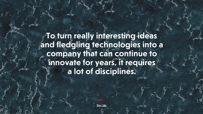 To turn really interesting ideas and fledgling technologies into a company that can continue to innovate for years, it requires a lot of disciplines. | Steve Jobs quote