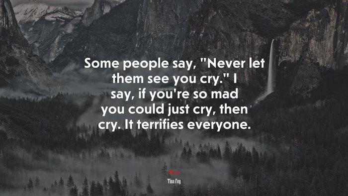 Some people say, “Never let them see you cry.” I say, if you’re so mad you could just cry, then cry. It terrifies everyone. | Tina Fey quote