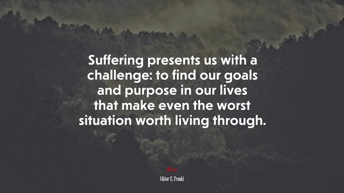 Suffering presents us with a challenge: to find our goals and purpose in our lives that make even the worst situation worth living through. | Viktor E. Frankl quote