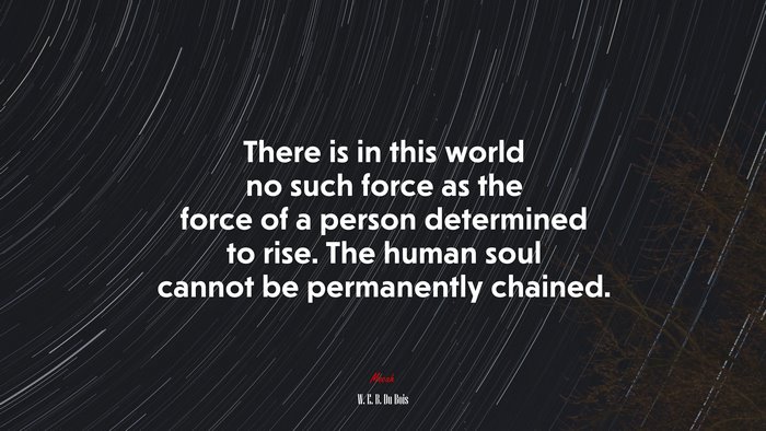 There is in this world no such force as the force of a person determined to rise. The human soul cannot be permanently chained. | W. E. B. Du Bois quote
