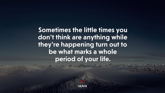 Sometimes the little times you don’t think are anything while they’re happening turn out to be what marks a whole period of your life. | Andy Warhol quote