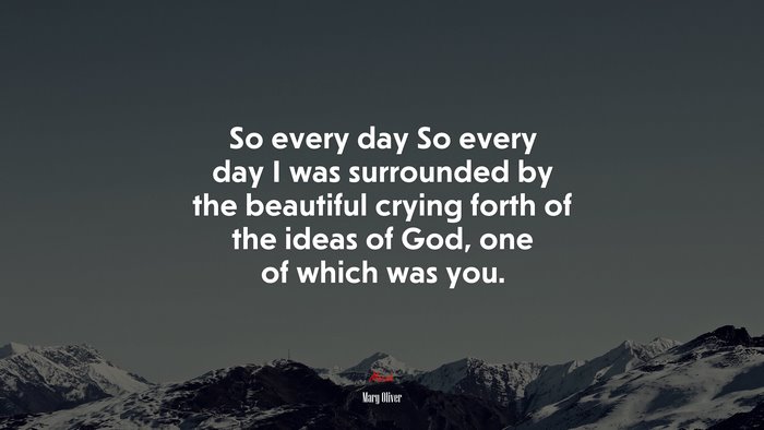So every day So every day I was surrounded by the beautiful crying forth of the ideas of God, one of which was you. | Mary Oliver quote