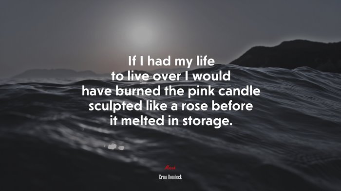 If I had my life to live over I would have burned the pink candle sculpted like a rose before it melted in storage. | Erma Bombeck quote