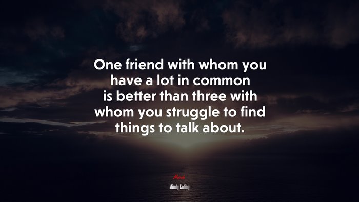One friend with whom you have a lot in common is better than three with whom you struggle to find things to talk about. | Mindy Kaling quote