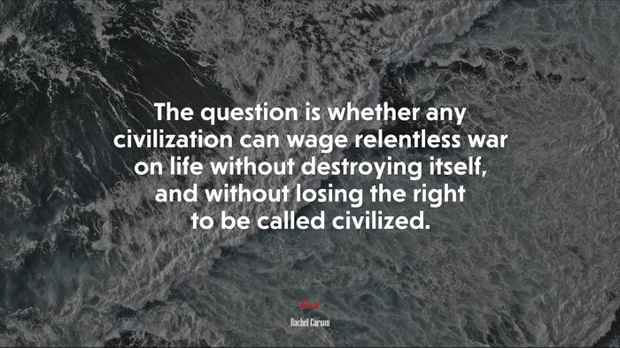 The question is whether any civilization can wage relentless war on life without destroying itself, and without losing the right to be called civilized. | Rachel Carson quote