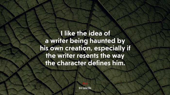 I like the idea of a writer being haunted by his own creation, especially if the writer resents the way the character defines him. | Bret Easton Ellis quote