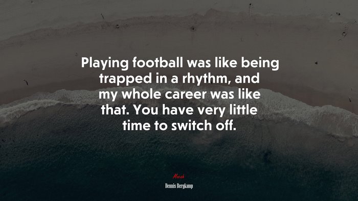 Playing football was like being trapped in a rhythm, and my whole career was like that. You have very little time to switch off. | Dennis Bergkamp quote