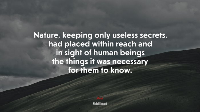 Nature, keeping only useless secrets, had placed within reach and in sight of human beings the things it was necessary for them to know. | Michel Foucault quote