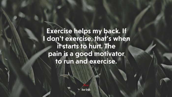 Exercise helps my back. If I don’t exercise, that’s when it starts to hurt. The pain is a good motivator to run and exercise. | Bear Grylls quote