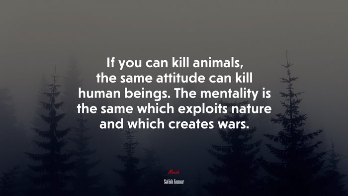 If you can kill animals, the same attitude can kill human beings. The mentality is the same which exploits nature and which creates wars. | Satish Kumar quote