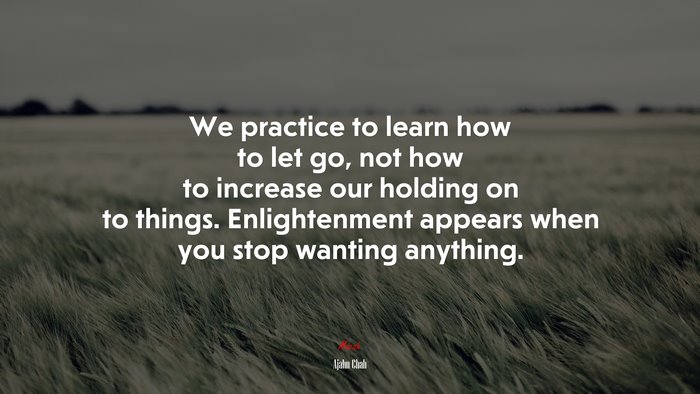 We practice to learn how to let go, not how to increase our holding on to things. Enlightenment appears when you stop wanting anything. | Ajahn Chah quote
