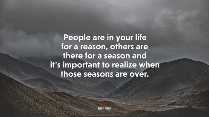 People are in your life for a reason, others are there for a season and it’s important to realize when those seasons are over. | Tyrese Gibson quote