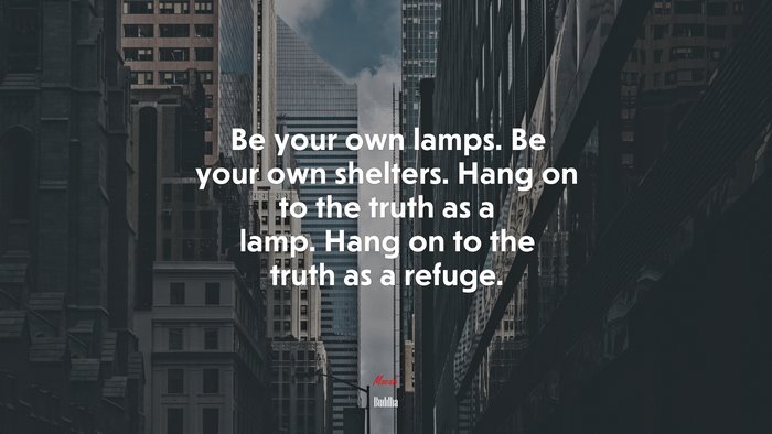 Be your own lamps. Be your own shelters. Hang on to the truth as a lamp. Hang on to the truth as a refuge. | Buddha quote