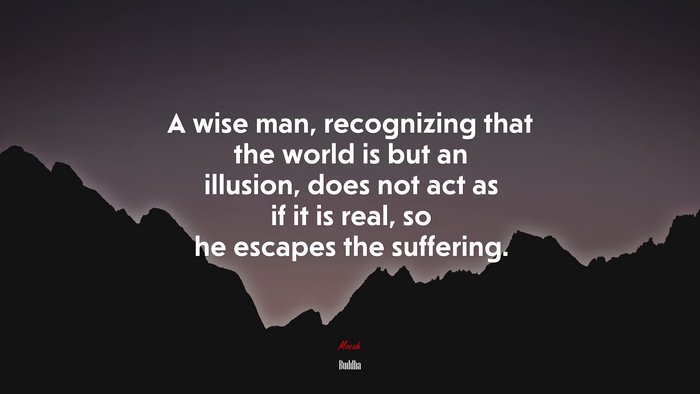 A wise man, recognizing that the world is but an illusion, does not act as if it is real, so he escapes the suffering. | Buddha quote