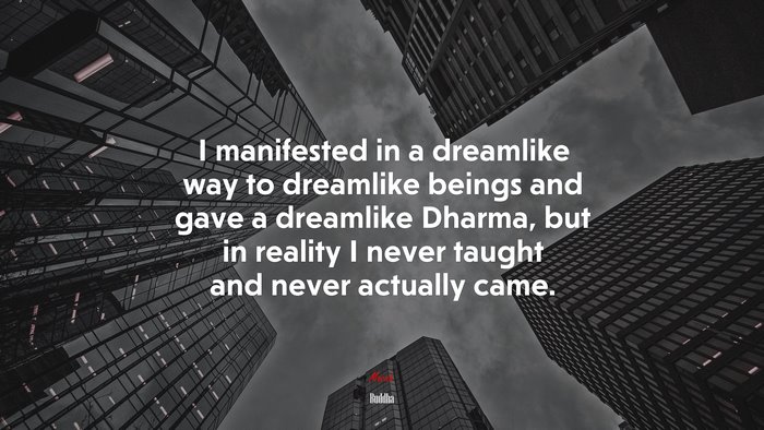 I manifested in a dreamlike way to dreamlike beings and gave a dreamlike Dharma, but in reality I never taught and never actually came. | Buddha quote