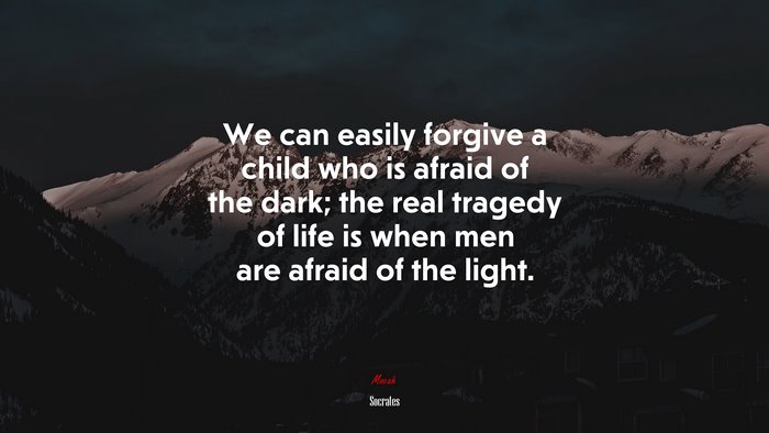 We can easily forgive a child who is afraid of the dark; the real tragedy of life is when men are afraid of the light. | Socrates quote