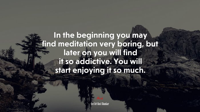 In the beginning you may find meditation very boring, but later on you will find it so addictive. You will start enjoying it so much. | Sri Sri Ravi Shankar quote