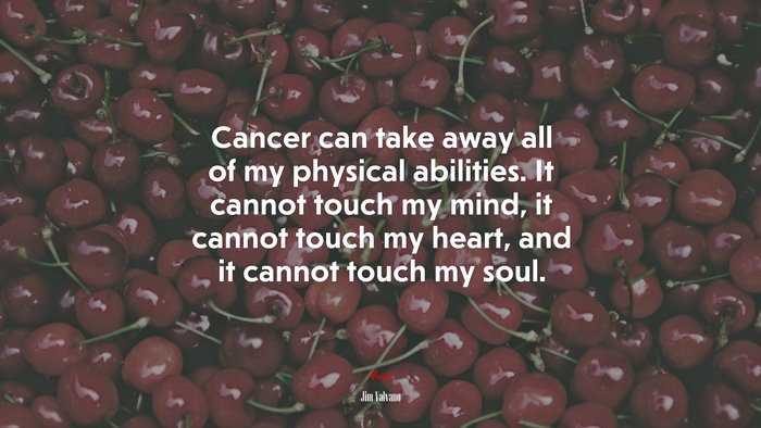 Cancer can take away all of my physical abilities. It cannot touch my mind, it cannot touch my heart, and it cannot touch my soul. | Jim Valvano quote