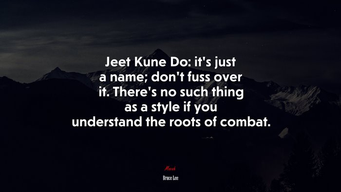 Jeet Kune Do: it’s just a name; don’t fuss over it. There’s no such thing as a style if you understand the roots of combat. | Bruce Lee quote