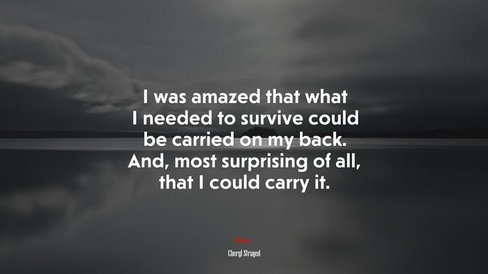I was amazed that what I needed to survive could be carried on my back. And, most surprising of all, that I could carry it. | Cheryl Strayed quote