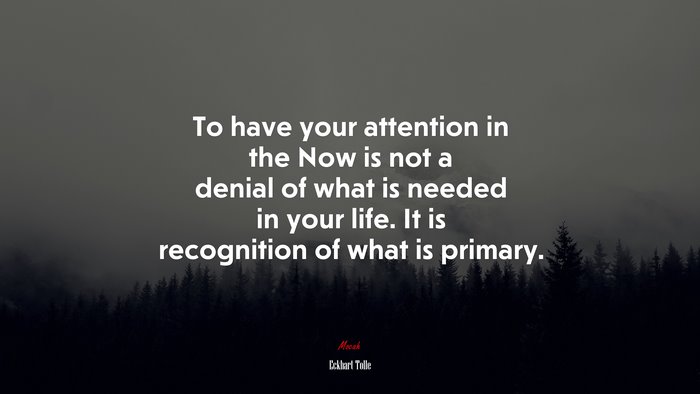 To have your attention in the Now is not a denial of what is needed in your life. It is recognition of what is primary. | Eckhart Tolle quote