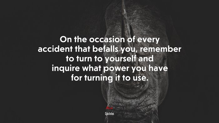 On the occasion of every accident that befalls you, remember to turn to yourself and inquire what power you have for turning it to use. | Epictetus quote