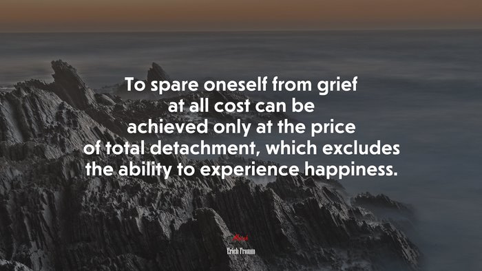 To spare oneself from grief at all cost can be achieved only at the price of total detachment, which excludes the ability to experience happiness. | Erich Fromm quote