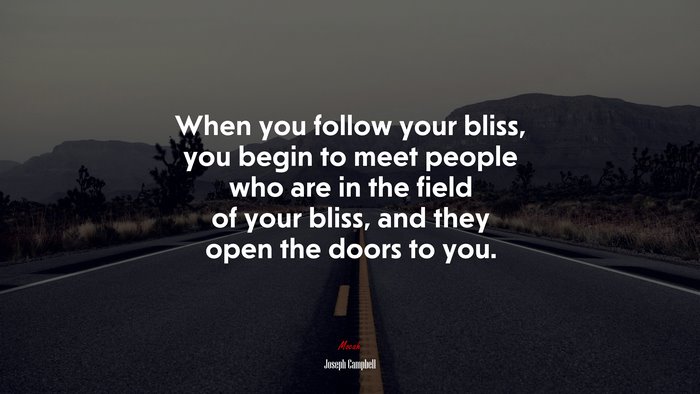 When you follow your bliss, you begin to meet people who are in the field of your bliss, and they open the doors to you. | Joseph Campbell quote