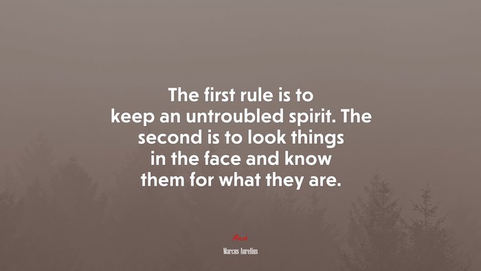 The first rule is to keep an untroubled spirit. The second is to look things in the face and know them for what they are. | Marcus Aurelius quote