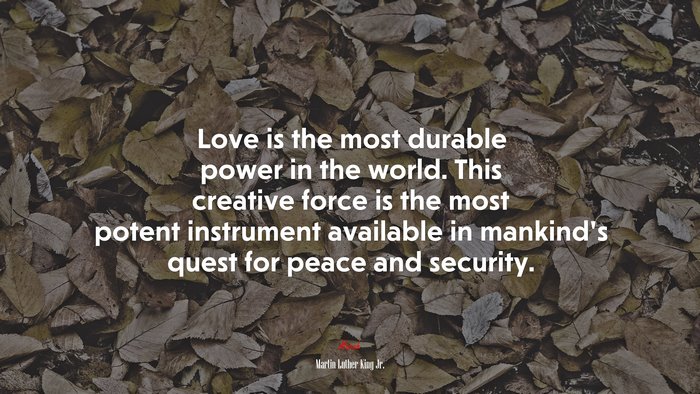 Love is the most durable power in the world. This creative force is the most potent instrument available in mankind’s quest for peace and security. | Martin Luther King Jr. quote