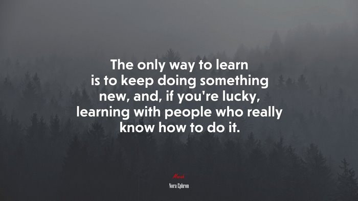 The only way to learn is to keep doing something new, and, if you’re lucky, learning with people who really know how to do it. | Nora Ephron quote