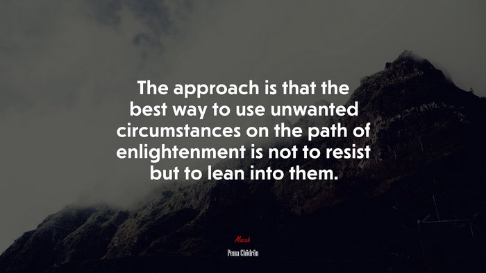 The approach is that the best way to use unwanted circumstances on the path of enlightenment is not to resist but to lean into them. | Pema Chödrön quote