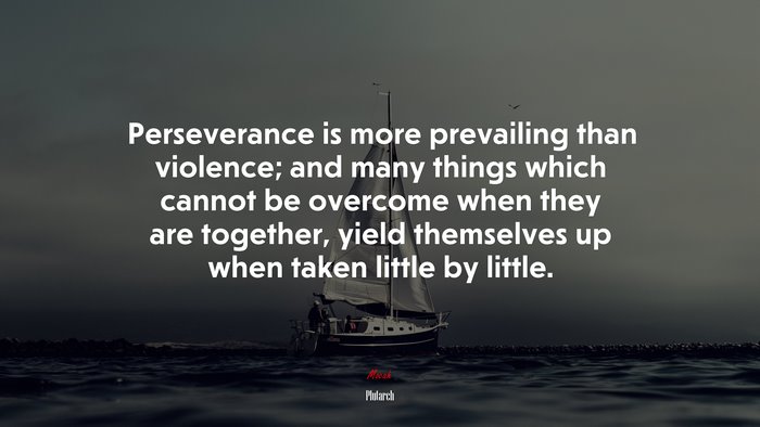 Perseverance is more prevailing than violence; and many things which cannot be overcome when they are together, yield themselves up when taken little by little. | Plutarch quote